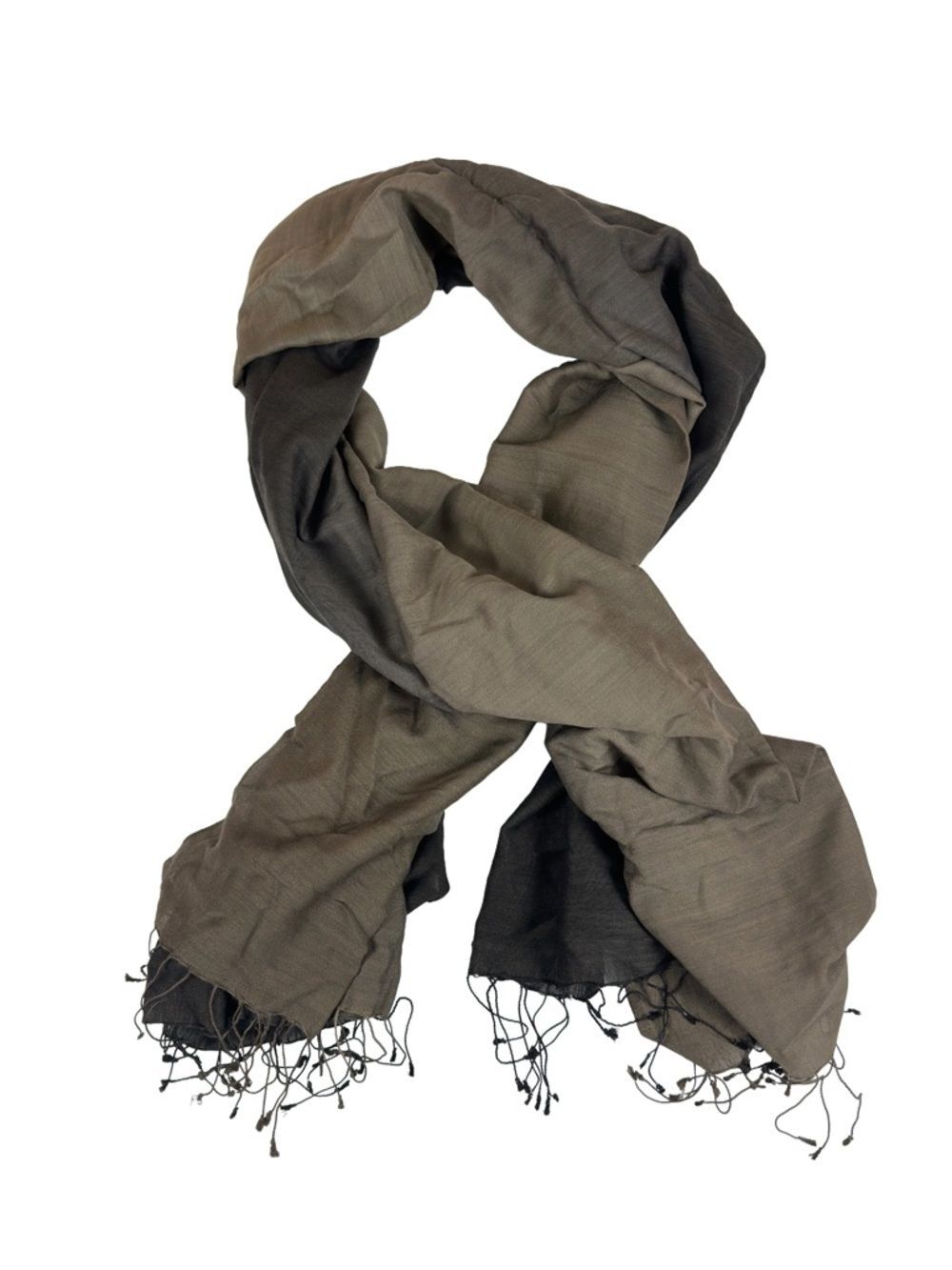 Eileen Fisher Brown Ombre Lightweight Tassel Scarf